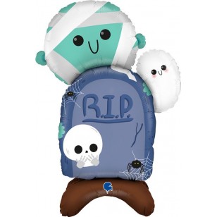 Cute Mummy RIP Grave Stand Up Air Filled Halloween Balloon